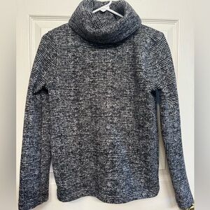J. Crew Black & White Glen Plaid Funnel Neck Sweater | Size S